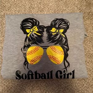 Gray Softball Girl Graphic Tee
